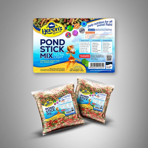 Designs | Design a product label for premium pond stick mix, fish food ...