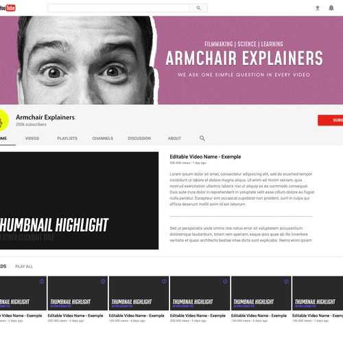 Design a fun Youtube Banner for a learning & filmmaking channel Diseño de Point Blank