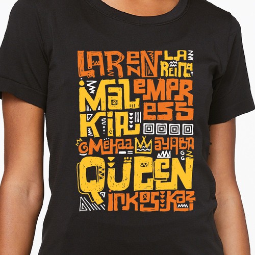 African Diaspora "QUEEN" Dialect T-Shirt Design Design by yulianzone