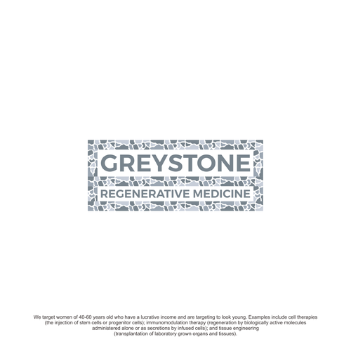 I like the lettering of Greystone here.  And then below Greystone a grey, stone-like structure with mortar or joints in  Design by Zivanaツ