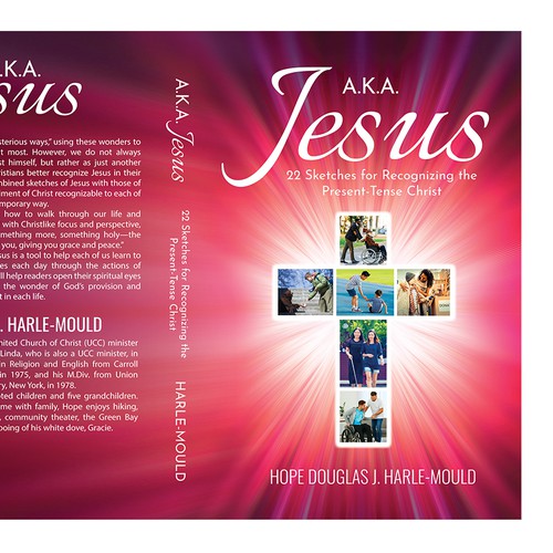 Design a book cover for a Christian Bible Study "AKA Jesus: 22 Sketches for Recognizing Jesus Design by Hennah