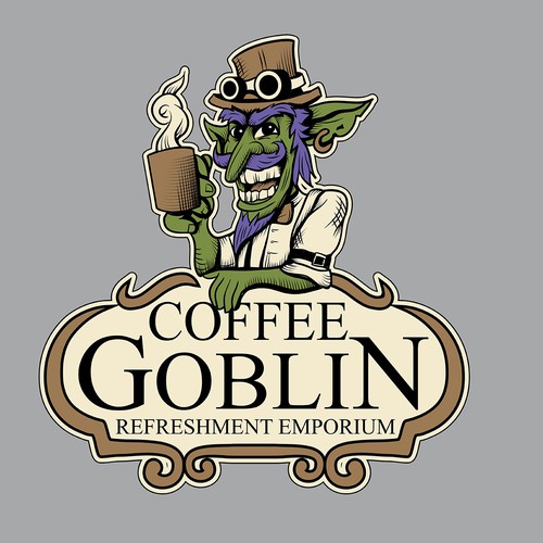 Coffee Goblin! Design a vintage coffee logo with steampunk style for coffee bag label/website/merch Design réalisé par Gerardo Castellanos