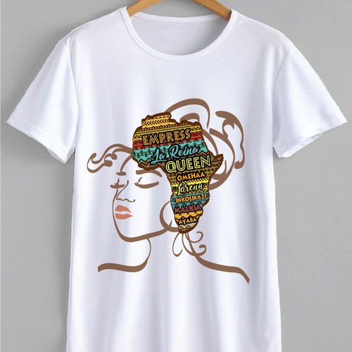 African Diaspora "QUEEN" Dialect T-Shirt Design Design by zirach™