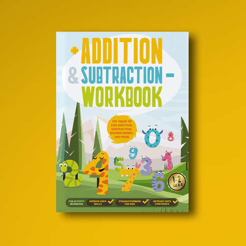 Fun design for kids math workbook Design by Raquel Segal