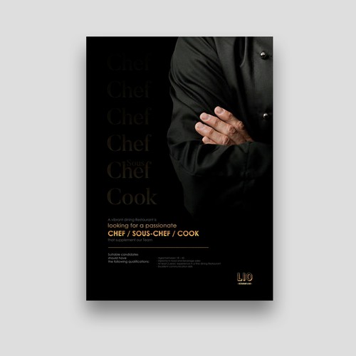 Job recruitment Poster for modern Premium Restaurant Design by DayArts