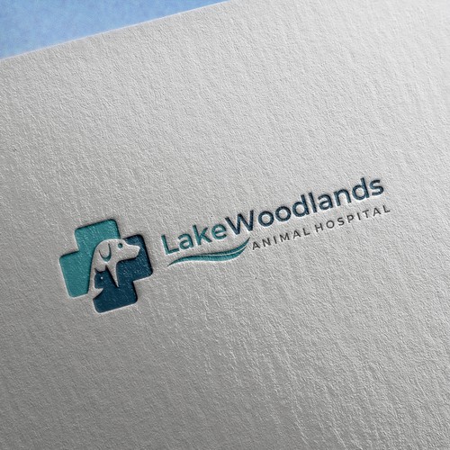 Veterinary logo design for a small animal hospital located next to a lake! Design by Leona