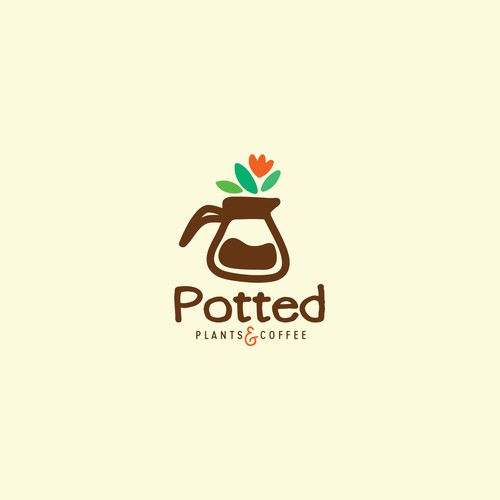 Cheerful logo for a plant and coffee shop Design by ALINAsINK