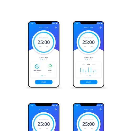 Design a beautiful Pomodoro app Design by M/Z