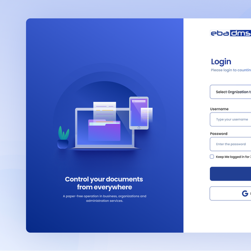 Design a login page for our document management system - EBA DMS-ontwerp door REAXUR™