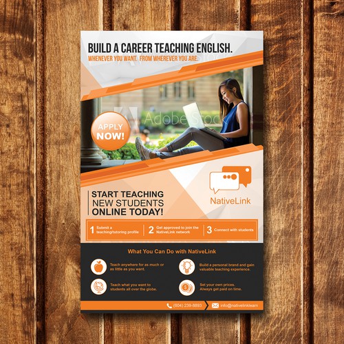 Design a poster to recruit teachers to a new web app Design by annie'spen