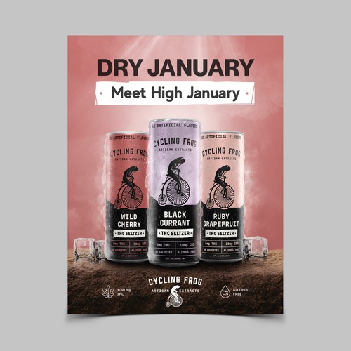 Create a 'Dry January meets High January' poster.  Have Fun, Be Creative, Open to all suggestions. Design by laxman2creative