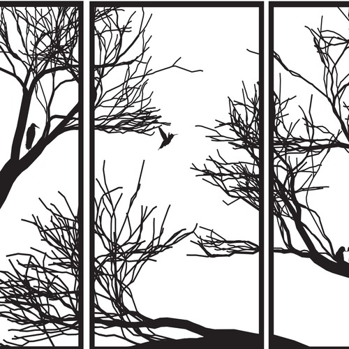 3 Frame Metal Wall Art Tree Design Design by Atchie