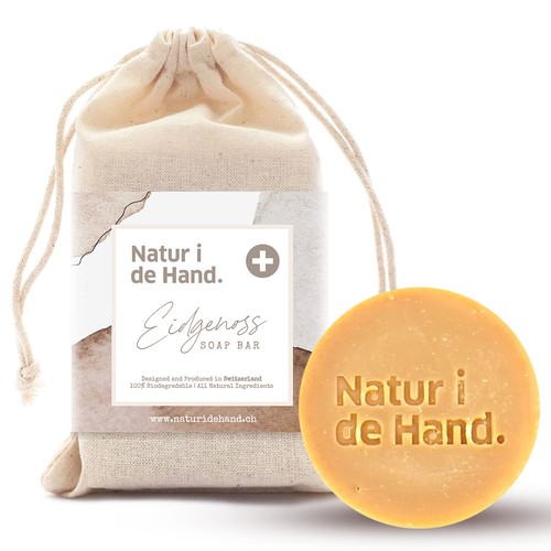 Eye-catching, trendy and environmentally friendly packaging for shampoo bar and natural soap produce Design by intanamir