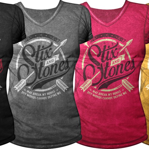 Create "Stix and Stones" typography t-shirt design Design by doniel