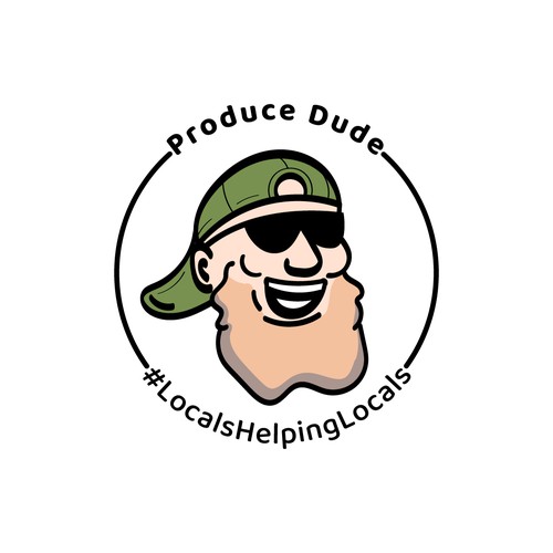 Local produce box logo. Featuring husbands large chin beard and veggies intertwined.  Brand Packaging box. Design by oKiin