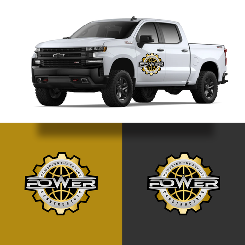 Can we put the logo on a 2020 White Chevy Silverado crew cab truck, on the front door Design by kimna.dsgn