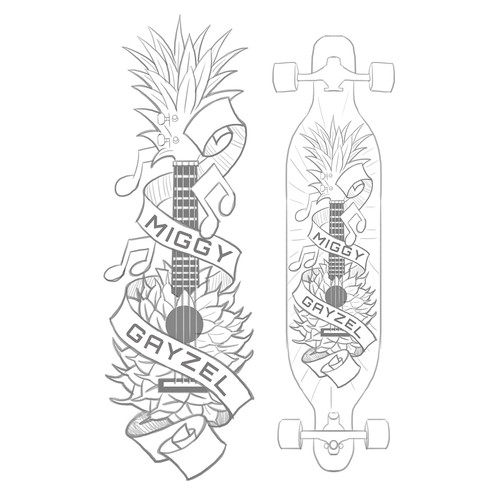 Pineapple and Ukulele love story Design von Vectorio®