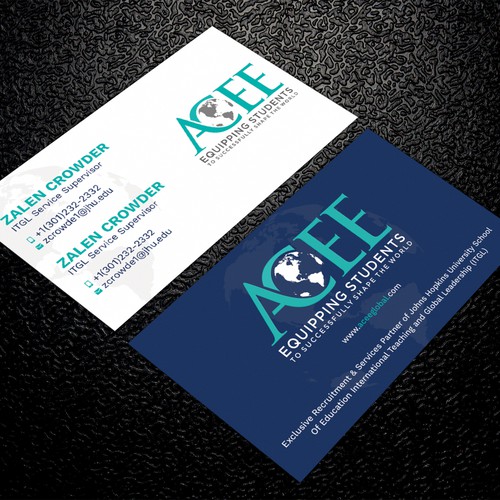 Design ACEE's new business card to show the partnership with JHU ITGL program di ™SF_Design™