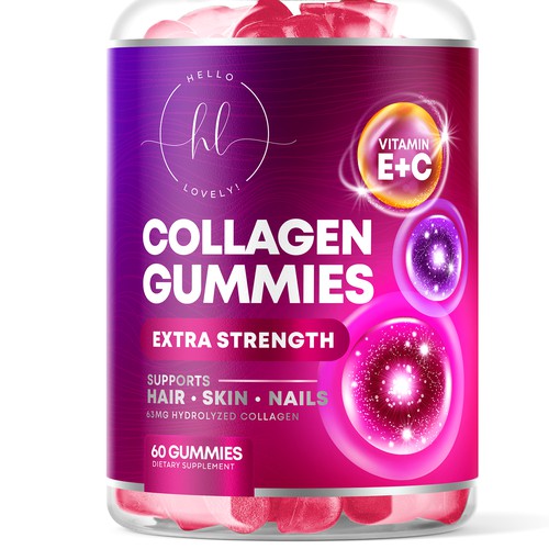 Hello Lovely needs a Collagen Gummies product label Design réalisé par rembrandtjurin