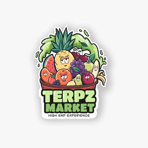 Design a fruit basket logo with faces on high terpene fruits for a cannabis company. デザイン by HannaSymo