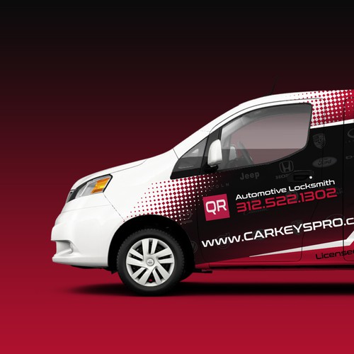 Attracted and noticeable design for Locksmith van wrap Diseño de Magnum Opus Design