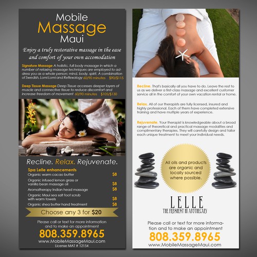 Design A Rack Card For Mobile Massage Maui Other Business Or Advertising Contest 99designs