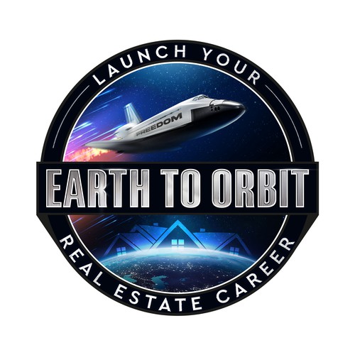 Realistic Logo for "Earth to Orbit" Sales Course. Achieve financial freedom through real estate. Design by GIRA.