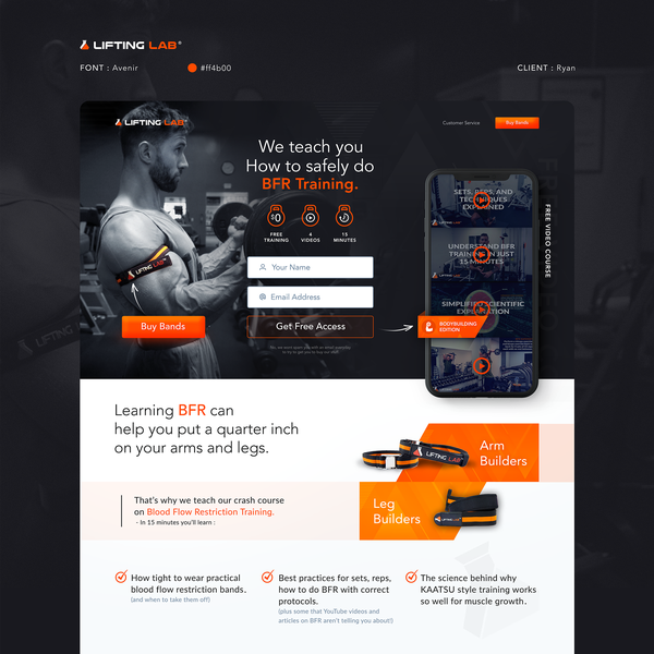 Industrial Feeling Fitness Landing Page for Ryan