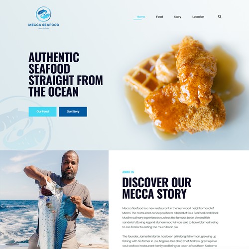 Miami Soul Seafood Restaurant Concept 1 Page Only Design by unbox.style⚡️