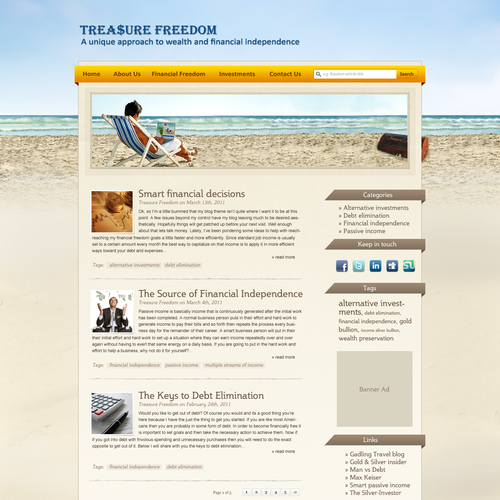 Financial Freedom Wordpress Blog Theme (Web 2.0) Design von Hitron_eJump