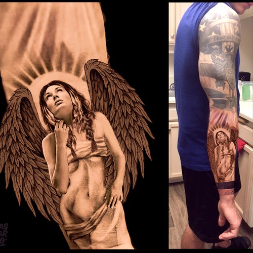 angel half sleeve tattoo designs drawings