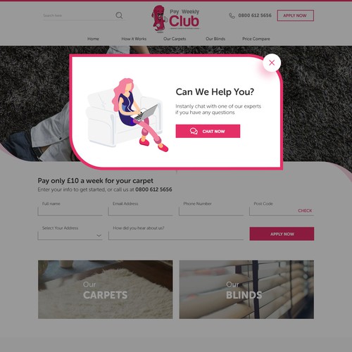 National pay weekly furniture blinds and carpet company need a bold