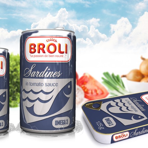 Wanted: New label for our BROLI sardines tins Design by bcra