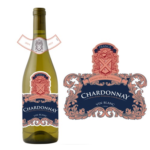 Burgundy Type Label / Chardonnay Design by UVW699