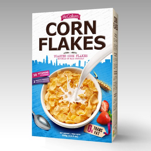 Create a new refreshing and modern Corn Flakes box design Design by tomdesign.org