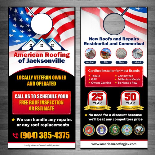 Create a Door Hanger for American Roofing | Postcard, flyer or print ...