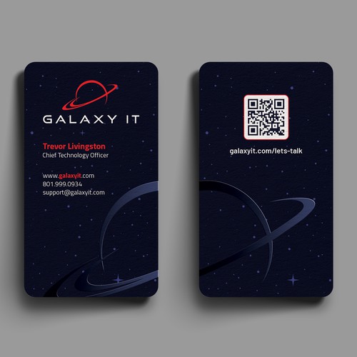 Create a Stellar Space-Themed Business Card for Galaxy IT Design by Hasanssin