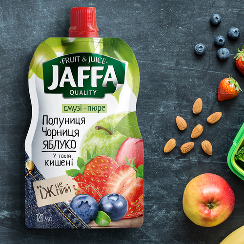 Develop Concept Design for Jaffa "Fruit in Pocket" adults’ fruit and berry puree-ontwerp door garryveda.com