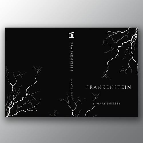 Design a book cover for an unique edition of Frankenstein, fully printed on black paper Design by Brandkore™