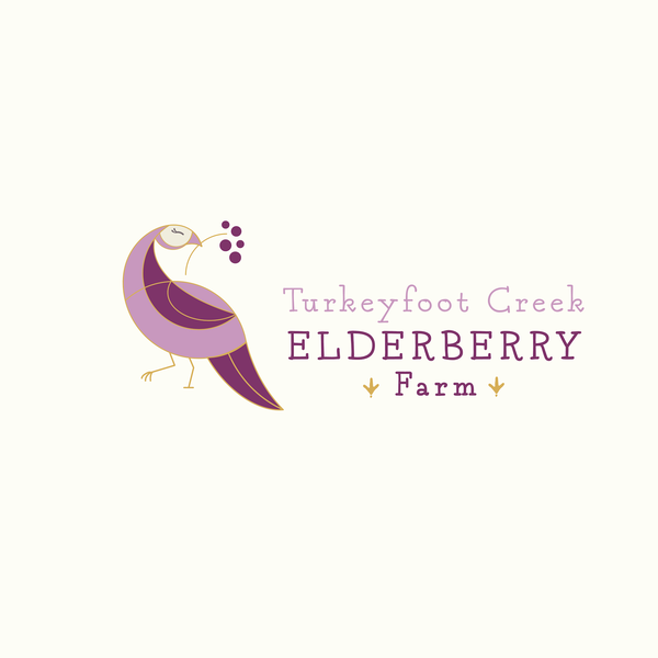 Design by Elise White Studio titled "Elderberry farm logo depicting a turkey "