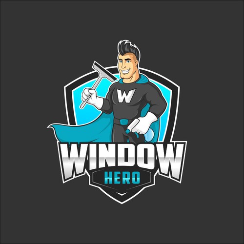 Design a mascot logo for Window Hero, a window washing company Design by AzZura83