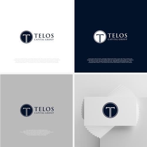 Professional, modern style logo with either "Telos" or "Telos Capital Group" written next to it roughly the same size Design by L A T O