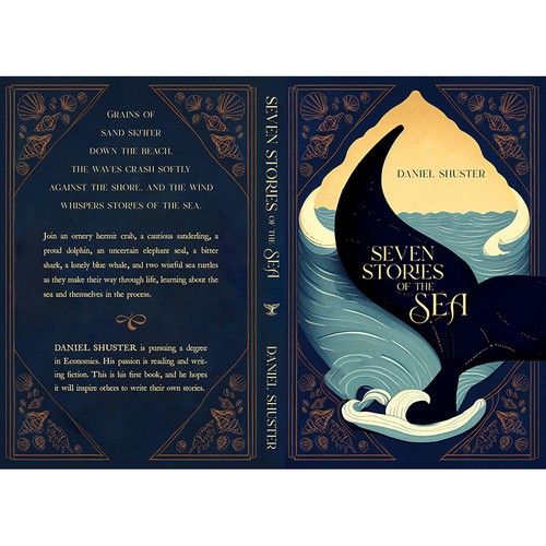 Design a whimsical storybook cover for a collection of fables about sea creatures Design by Llywellyn