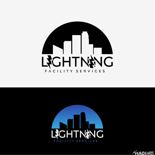 Cool logo using a lightning bolt for commercial maintenance/cleaning company. Design by HadiArts