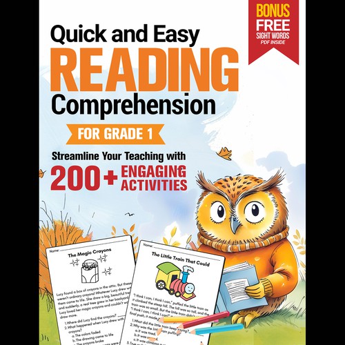 BOOK COVER: Grade 1 Reading Comprehension - Professional Workbook for Kids Design by Aaniyah.ahmed