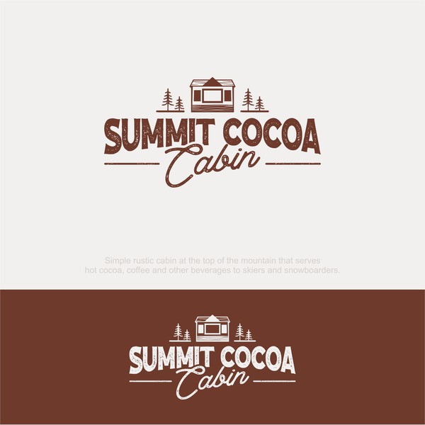 Mountain Top Rustic Cocoa Cabin Logo Design