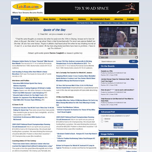 LetsRun.com Homepage Re-Design/Cleanup Diseño de GDT Design