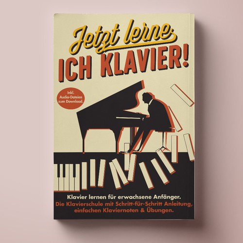 Design a book cover for a piano school for adults! Design by D-F-A