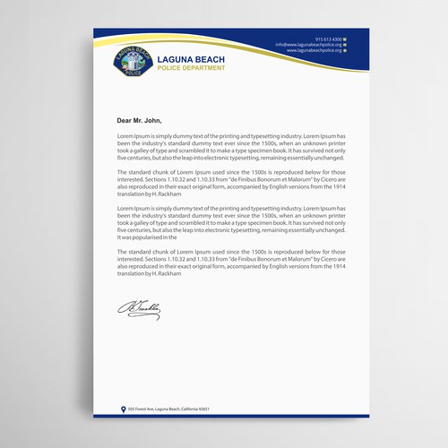 Laguna Beach Police Department Stationary Design by thinkweb art