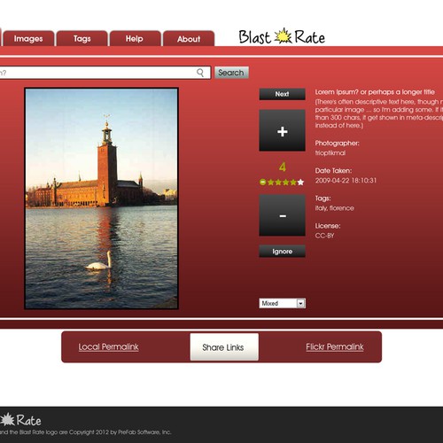 website design for Blast Rate Diseño de Project Rebelation